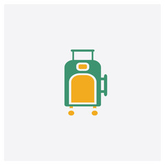 Suitcase concept 2 colored icon. Isolated orange and green Suitcase vector symbol design. Can be used for web and mobile UI/UX