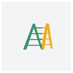 Ladder concept 2 colored icon. Isolated orange and green Ladder vector symbol design. Can be used for web and mobile UI/UX