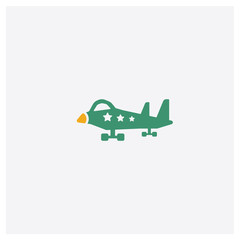 Military airplane concept 2 colored icon. Isolated orange and green Military airplane vector symbol design. Can be used for web and mobile UI/UX
