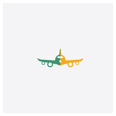 Airplane concept 2 colored icon. Isolated orange and green Airplane vector symbol design. Can be used for web and mobile UI/UX