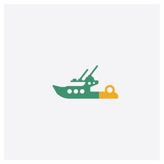 Boat concept 2 colored icon. Isolated orange and green Boat vector symbol design. Can be used for web and mobile UI/UX