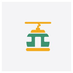 Cable car cabin concept 2 colored icon. Isolated orange and green Cable car cabin vector symbol design. Can be used for web and mobile UI/UX