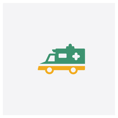 Ambulance concept 2 colored icon. Isolated orange and green Ambulance vector symbol design. Can be used for web and mobile UI/UX