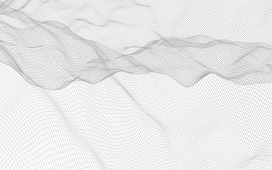 Abstract landscape on a white background. Cyberspace grid. hi tech network. 3d illustration