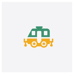 Caravan concept 2 colored icon. Isolated orange and green Caravan vector symbol design. Can be used for web and mobile UI/UX