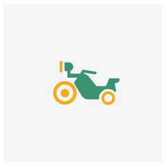 Motorbike concept 2 colored icon. Isolated orange and green Motorbike vector symbol design. Can be used for web and mobile UI/UX