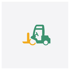 Forklift concept 2 colored icon. Isolated orange and green Forklift vector symbol design. Can be used for web and mobile UI/UX