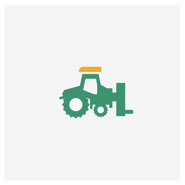 Tractor concept 2 colored icon. Isolated orange and green Tractor vector symbol design. Can be used for web and mobile UI/UX