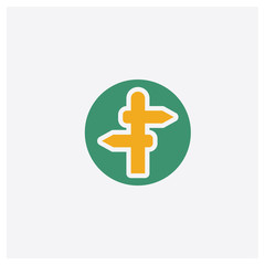 Crossroads concept 2 colored icon. Isolated orange and green Crossroads vector symbol design. Can be used for web and mobile UI/UX