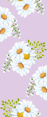 Obraz premium vertical seamless border with daisy