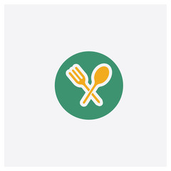 Restaurant concept 2 colored icon. Isolated orange and green Restaurant vector symbol design. Can be used for web and mobile UI/UX