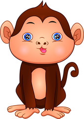 Obraz premium cute monkey cartoon on a white background