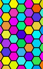 Honeycomb many color, multicolored. Isometric geometry. 3D illustration