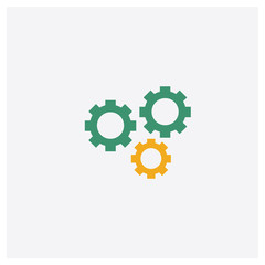 Gear concept 2 colored icon. Isolated orange and green Gear vector symbol design. Can be used for web and mobile UI/UX