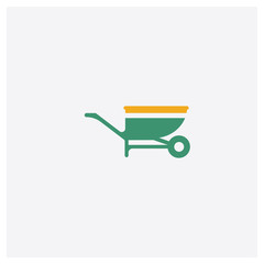 Fototapeta na wymiar Wheelbarrow concept 2 colored icon. Isolated orange and green Wheelbarrow vector symbol design. Can be used for web and mobile UI/UX