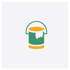 Paint bucket concept 2 colored icon. Isolated orange and green Paint bucket vector symbol design. Can be used for web and mobile UI/UX