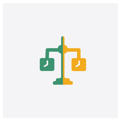 Scale concept 2 colored icon. Isolated orange and green Scale vector symbol design. Can be used for web and mobile UI/UX