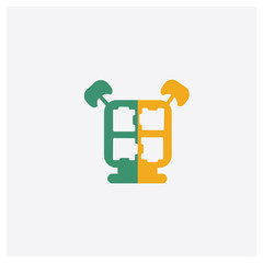 Puzzle concept 2 colored icon. Isolated orange and green Puzzle vector symbol design. Can be used for web and mobile UI/UX