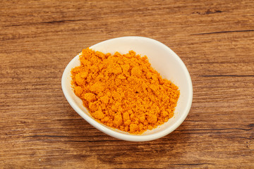 Tumeric powder in the bowl