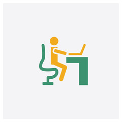 Working concept 2 colored icon. Isolated orange and green Working vector symbol design. Can be used for web and mobile UI/UX