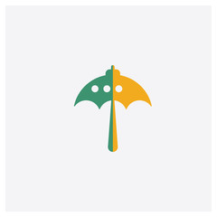 Umbrella concept 2 colored icon. Isolated orange and green Umbrella vector symbol design. Can be used for web and mobile UI/UX