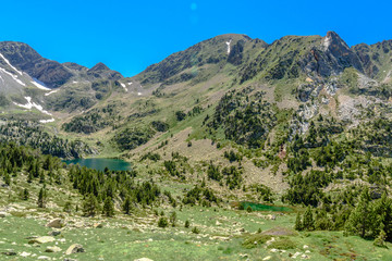 Fototapeta na wymiar Beautiful Valley in the French Pyrenees Mountains (Lakes of Carançà)
