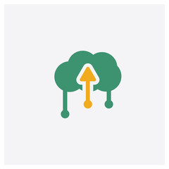 Upload concept 2 colored icon. Isolated orange and green Upload vector symbol design. Can be used for web and mobile UI/UX