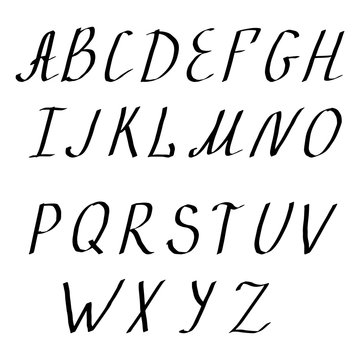 Vector Alphabet. Lettering and Custom Typography for Designs Logo, for Poster, Invitation, etc. Handwritten brush style modern cursive font isolated on white background