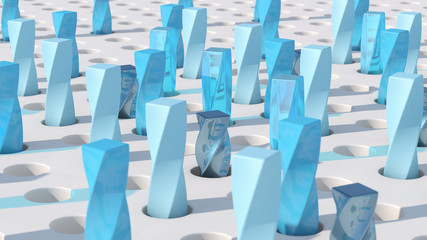 Obraz premium Blue twisted shapes. Abstract illustration, 3d render.