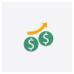 Profits concept 2 colored icon. Isolated orange and green Profits vector symbol design. Can be used for web and mobile UI/UX