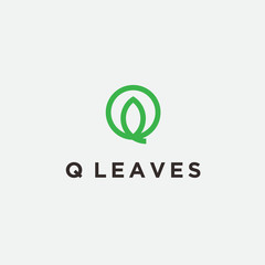 Q leaf logo / leaf vector