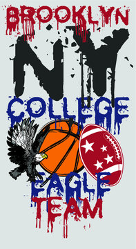 College eagle print and embroidery graphic design vector art