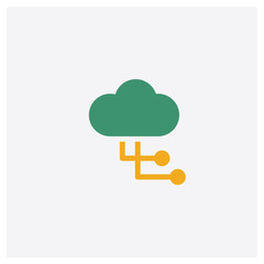 Cloud computing concept 2 colored icon. Isolated orange and green Cloud computing vector symbol design. Can be used for web and mobile UI/UX