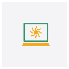 Sun concept 2 colored icon. Isolated orange and green Sun vector symbol design. Can be used for web and mobile UI/UX