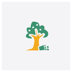 Apple tree concept 2 colored icon. Isolated orange and green Apple tree vector symbol design. Can be used for web and mobile UI/UX