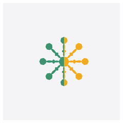 Snowflake concept 2 colored icon. Isolated orange and green Snowflake vector symbol design. Can be used for web and mobile UI/UX