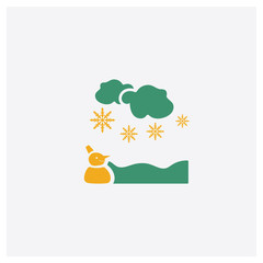 Obraz na płótnie Canvas Snowy concept 2 colored icon. Isolated orange and green Snowy vector symbol design. Can be used for web and mobile UI/UX