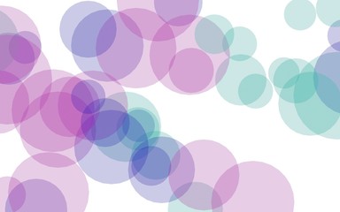 Multicolored translucent circles on a white background. Pink tones. 3D illustration