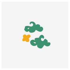 Obraz premium Clouds concept 2 colored icon. Isolated orange and green Clouds vector symbol design. Can be used for web and mobile UI/UX