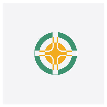 Paganism concept 2 colored icon. Isolated orange and green Paganism vector symbol design. Can be used for web and mobile UI/UX