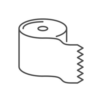 Toilet paper related vector thin line icon. Isolated on white background. Editable stroke. Vector illustration.