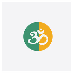Om concept 2 colored icon. Isolated orange and green Om vector symbol design. Can be used for web and mobile UI/UX