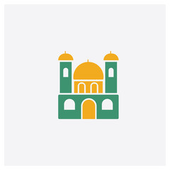 Monastery concept 2 colored icon. Isolated orange and green Monastery vector symbol design. Can be used for web and mobile UI/UX