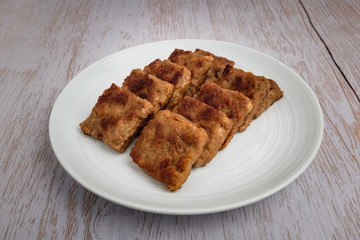 Dishes made with mashed meat with background