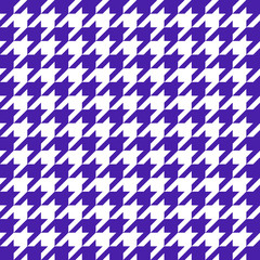 Goose foot. Pattern of crow's feet in violet and white cage. Glen plaid. Houndstooth tartan tweed. Dogs tooth. Scottish checkered background. Seamless fabric texture. Vector illustration