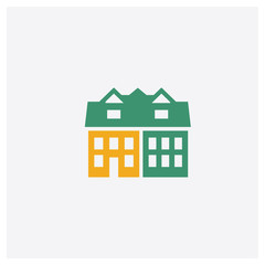 House concept 2 colored icon. Isolated orange and green House vector symbol design. Can be used for web and mobile UI/UX