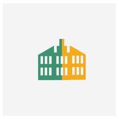 Office building concept 2 colored icon. Isolated orange and green Office building vector symbol design. Can be used for web and mobile UI/UX