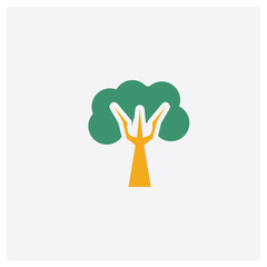Tree concept 2 colored icon. Isolated orange and green Tree vector symbol design. Can be used for web and mobile UI/UX