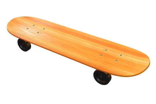 Skateboard longboard pennyboard. Eco alternative city transport. 3d render isolated on white background.