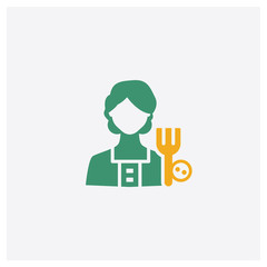 Gardener concept 2 colored icon. Isolated orange and green Gardener vector symbol design. Can be used for web and mobile UI/UX